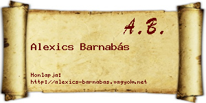 Alexics Barnabás névjegykártya