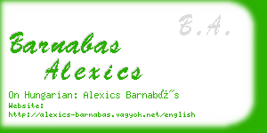 barnabas alexics business card